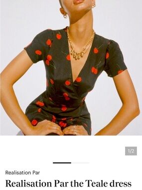 *Realisation* midi wrap dress - Small - cherry